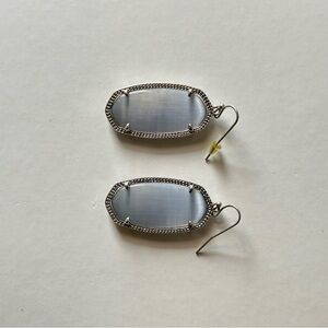 Kendra Scott Silver Dangle Earrings with Decorative Border